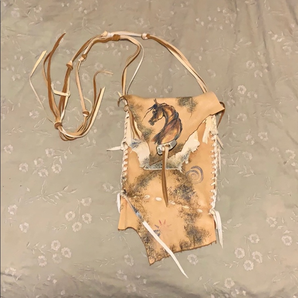 Handmade hand painted soft leather purse